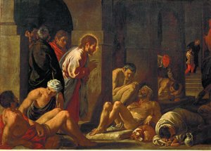 Jesus helbreder den lamme (maleri på lærred) af Pedro Orrente