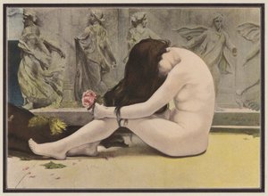 Digterens grav (farve litho) af Pedro Saenz