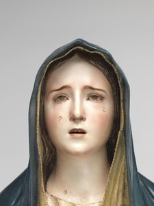 Virgin of Sorrows Mater Dolorosa (polykromet træ, glas og dyrehår)
