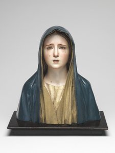 Virgin of Sorrows Mater Dolorosa (polykromet træ, glas og dyrehår)