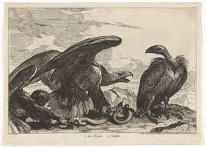 Grib og en ørn med slange 1. Des Aigles 2. Griffon (titel på objekt) Fugle fra Menagerie of Versailles (serietitel)
