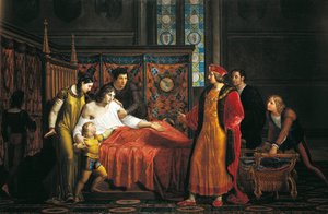 Charles VIII besøger døende Gian Galeazzo Sforza i Pavia Slot af Pelagio Palagi
