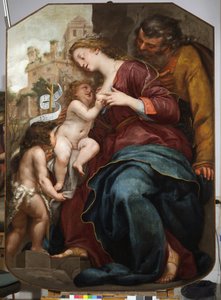 Den hellige familie med St John The Baptist (olie på lærred af Pellegrino Piola