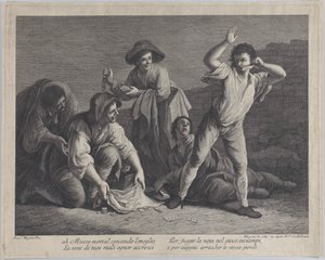 En gruppe mennesker, der gambler, 1770-1800., 1770-1800. af Pellegrino dal Colle