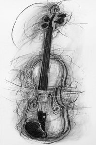 Violin, 2005 (kul på papir)