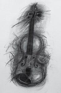 Violin, 2005 (kul på papir)