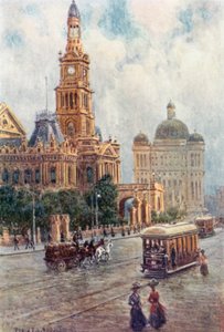 Rådhuset, Sydney (farve litho)