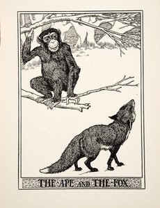 The Ape and the Fox, fra A Hundred Fables of Aesop, pub.1903 (gravering) af Percy J. Billingshurst