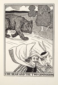 The Bear and the Two Companions, fra Fontaine Fables, pub. 1905 (gravering) af Percy J. Billingshurst