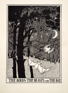 The Birds, the Beasts and the Bat, fra A Hundred Fables of Aesop, pub.1903 (gravering) af Percy J. Billingshurst