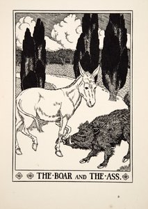The Boar and the Ass, fra A Hundred Fables of Aesop, pub.1903