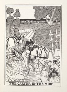 The Carter in the Mire, fra Fontaine Fables, pub. 1905 (gravering) af Percy J. Billingshurst