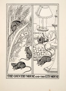 The Country Mouse and the City Mouse, fra A Hundred Fables of Aesop, pub.1903