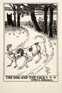 The Dog and the Cock on a Journey, fra A Hundred Fables of Aesop, pub.1903