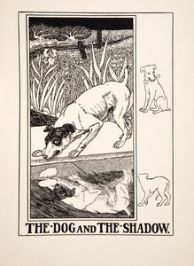 Hunden og skyggen, fra Æsops hundrede fabler, udg. 1903