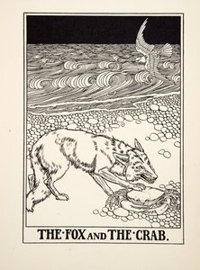The Fox and the Crab, fra A Hundred Fables of Aesop, pub.1903 (gravering) af Percy J. Billingshurst