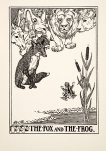 The Fox and the Frog, fra A Hundred Fables of Aesop, pub.1903 (gravering) af Percy J. Billingshurst