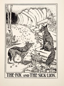 The Fox and the Sick Lion, fra A Hundred Fables of Aesop, pub.1903 (gravering) af Percy J. Billingshurst