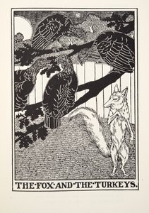 The Fox and the Turkeys, fra Fontaine Fables, pub. 1905 af Percy J. Billingshurst