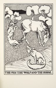 The Fox, the Wolf and the Horse, fra Fontaine Fables, pub. 1905 af Percy J. Billingshurst