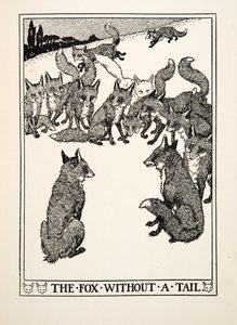 The Fox without a Tail, fra A Hundred Fables of Aesop, pub.1903