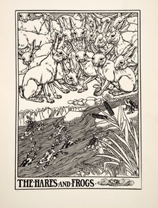 The Hares and Frogs, fra A Hundred Fables of Aesop, pub.1903 af Percy J. Billingshurst