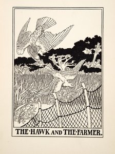 The Hawk and the Farmer, fra A Hundred Fables of Aesop, pub.1903 (gravering) af Percy J. Billingshurst