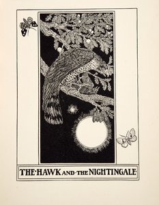 The Hawk and the Nightingale, fra A Hundred Fables of Aesop, pub.1903