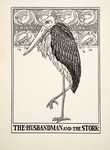 Husbonden og Storken, fra Aesops hundrede fabler, pub.1903 af Percy J. Billingshurst