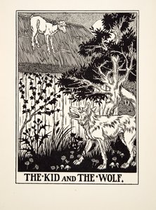 The Kid and the Wolf, fra A Hundred Fables of Aesop, pub.1903 af Percy J. Billingshurst