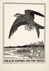 Dragen, frøen og musen, fra A Hundred Fables of Aesop, pub.1903