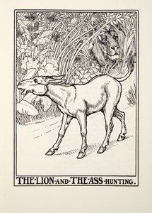 The Lion and The Ass Hunting, fra Fontaine Fables, pub. 1905