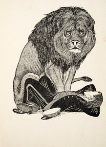 The Lion and his Keeper, fra A Hundred Anecdotes of Animals, pub. 1924 af Percy J. Billingshurst