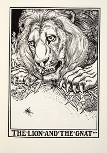 Løven og myggen, fra Fontaine Fables, pub. 1905
