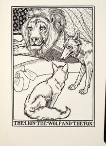 The Lion, the Wolf and the Fox, fra Fontaine Fables, pub. 1905