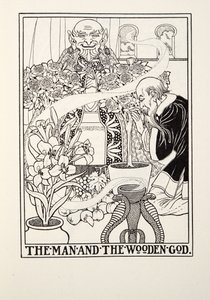 The Man and the Wooden God, fra Fontaine Fables, pub. 1905 af Percy J. Billingshurst