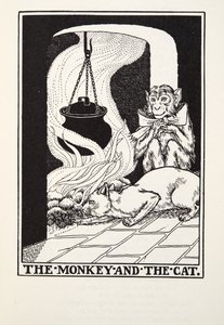 The Monkey and the Cat, fra Fontaine Fables, pub. 1905 af Percy J. Billingshurst