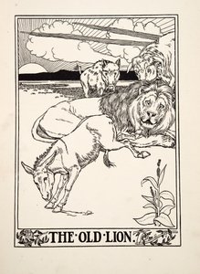 Den gamle løve, fra Aesops hundrede fabler, pub.1903
