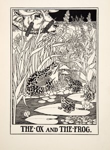 The Ox and the Frog, fra A Hundred Fables of Aesop, pub.1903