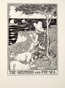 Hyrden og havet, fra Fontaine Fables, pub. 1905 af Percy J. Billingshurst