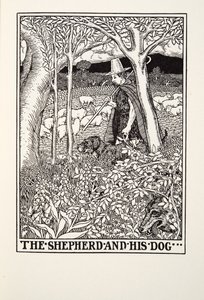 Hyrden og hans hund, fra Fontaine Fables, pub. 1905 af Percy J. Billingshurst