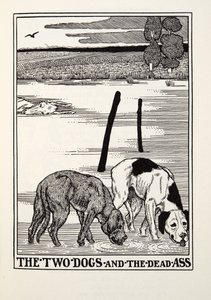 De to hunde og det døde æsel, fra Fontaine Fables, pub. 1905