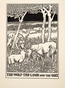 The Wolf, the Lamb and the Goat, fra A Hundred Fables of Aesop, pub.1903 (gravering) af Percy J. Billingshurst