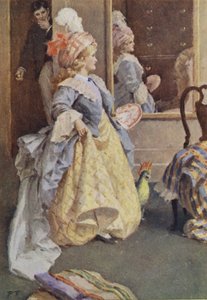 Illustration til små kvinder af Louisa M Alcott (farve litho) af Percy Tarrant