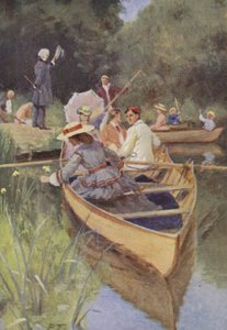 Illustration til små kvinder af Louisa M Alcott (farve litho) af Percy Tarrant