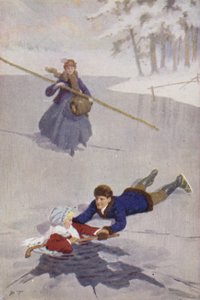Illustration til små kvinder af Louisa M Alcott (farve litho) af Percy Tarrant