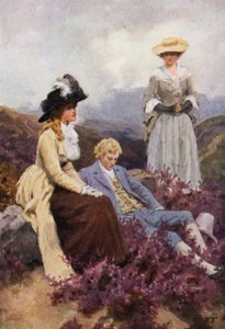 Illustration til Wuthering Heights af Emily Bronte (farve litho)