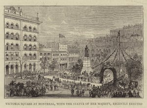 Victoria Square i Montreal, med statuen af Hendes Majestæt, der for nylig er rejst af Percy William Justyne