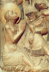 Theclas martyrium, detalje fra højalteret (alabaster) af Pere Johan