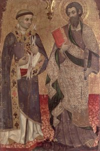 Detalje af Skt. Bartholomew og Skt. Bernhard af Clairvaux fra altertavlen i klosteret St. Dominic af Manresa